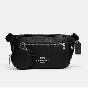 COACH ELIAS BELT BAG silver and black pebbled leather!